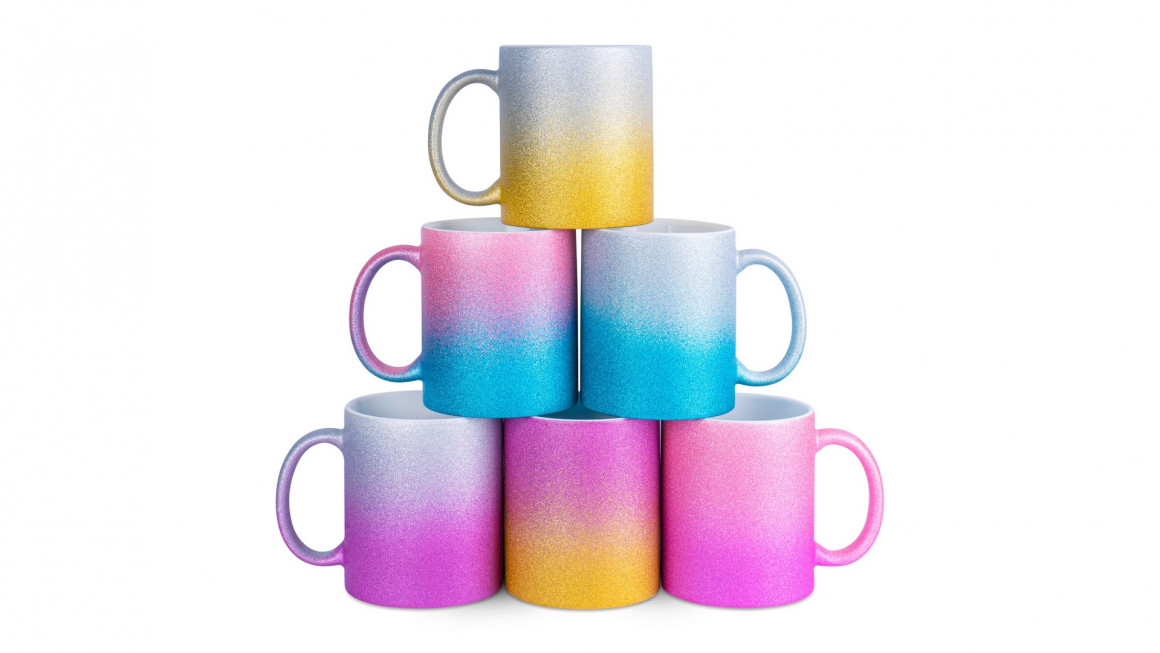 Keramiktasse Glitzer mit Farbverlauf