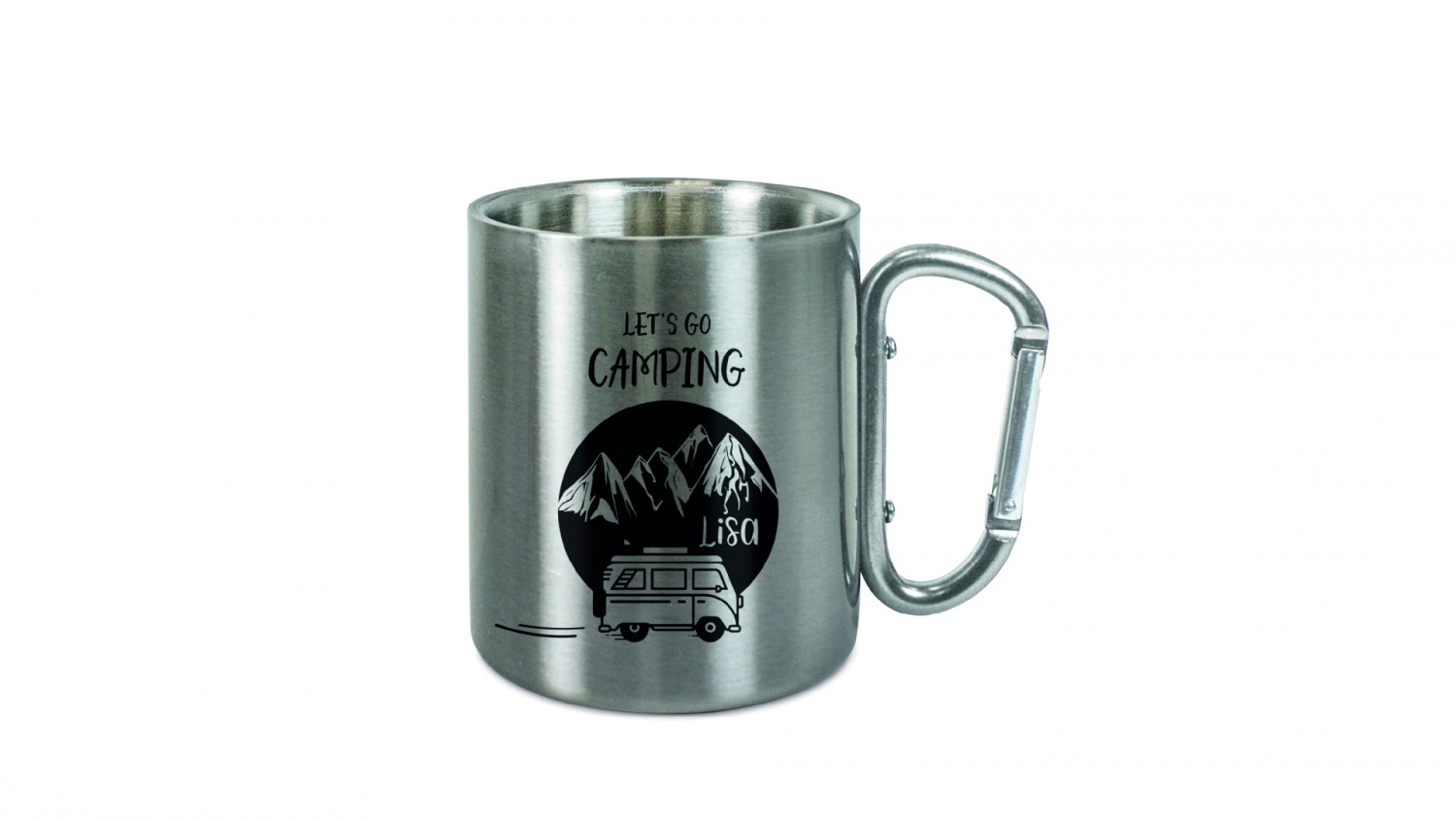 Edelstahl Becher mit Karabiner Produktion on Demand & Dropshipping